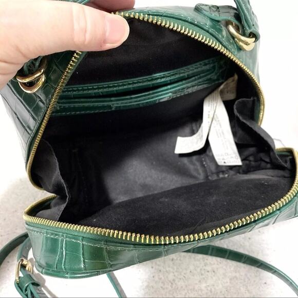 Zara green faux snakeskin moc croc crossbody bag top handle purse 2 way satchel - Picture 9 of 11